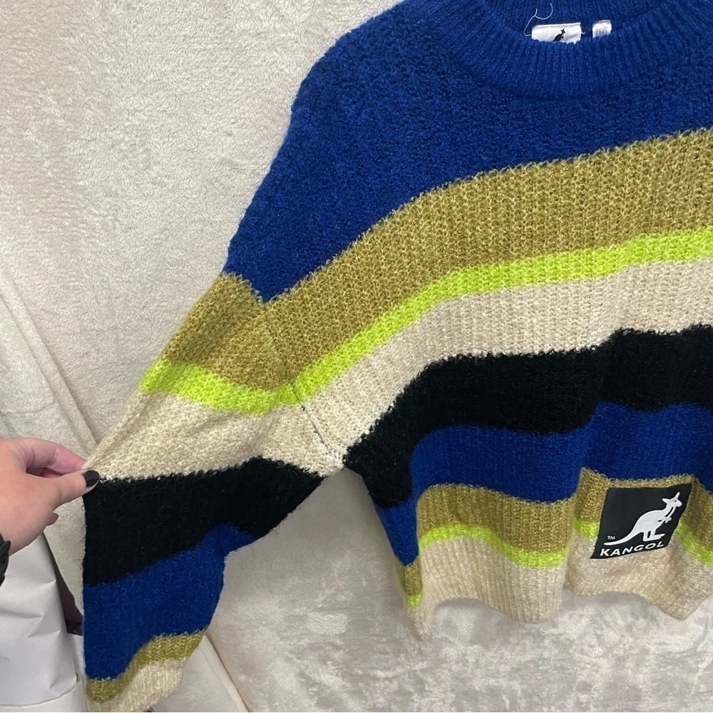 Kangol X H&M sweater collab women’s size XS oversized neon colorblock